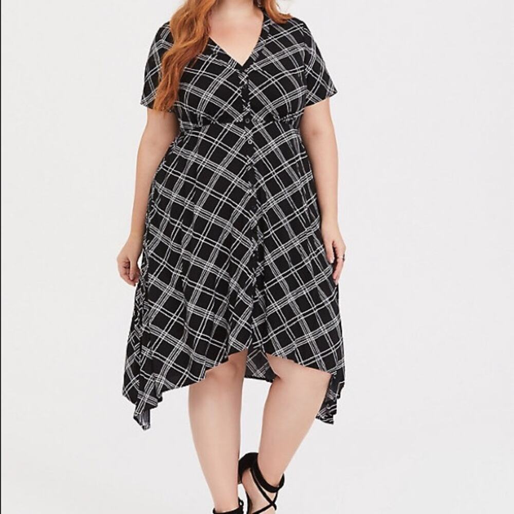 Torrid Black Plaid Shirtdress Sz.1 NWT